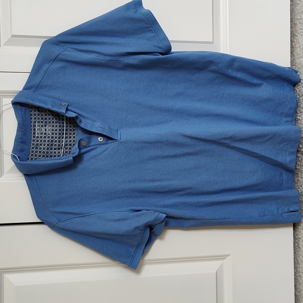 Short sleeve blue 1/4 button shirt polo